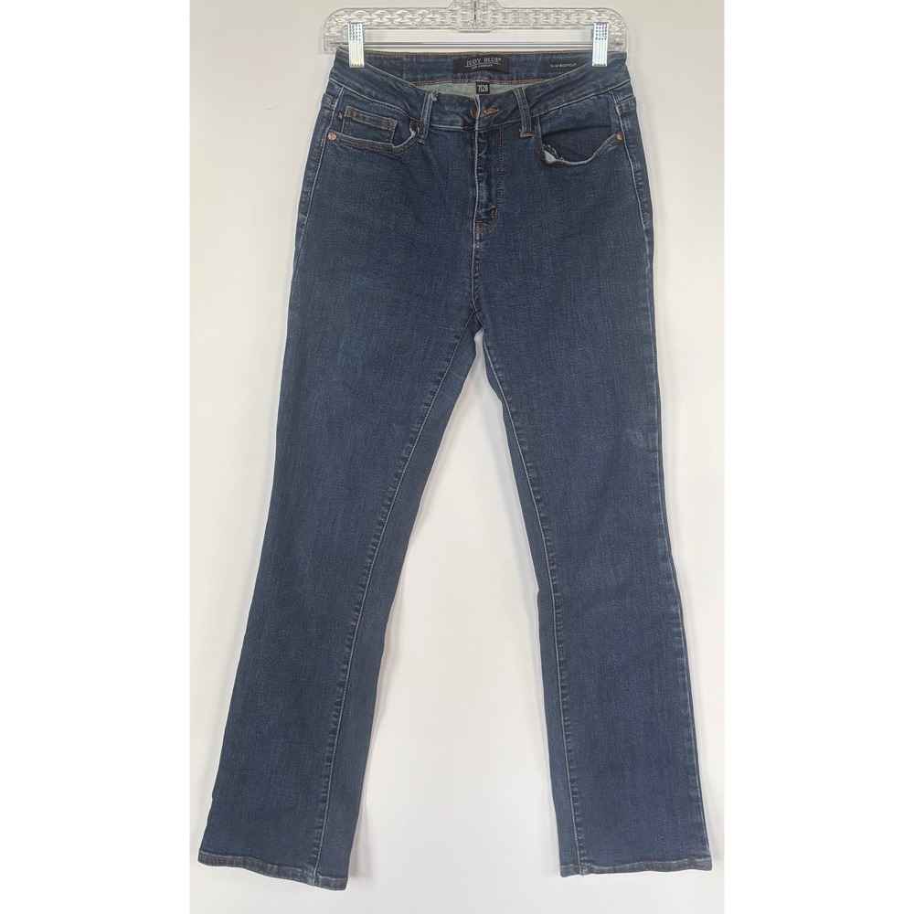 Judy Blue Womens Slim Bootcut Jeans Size 7/28 Dark Wash Stretch Denim Style Blue